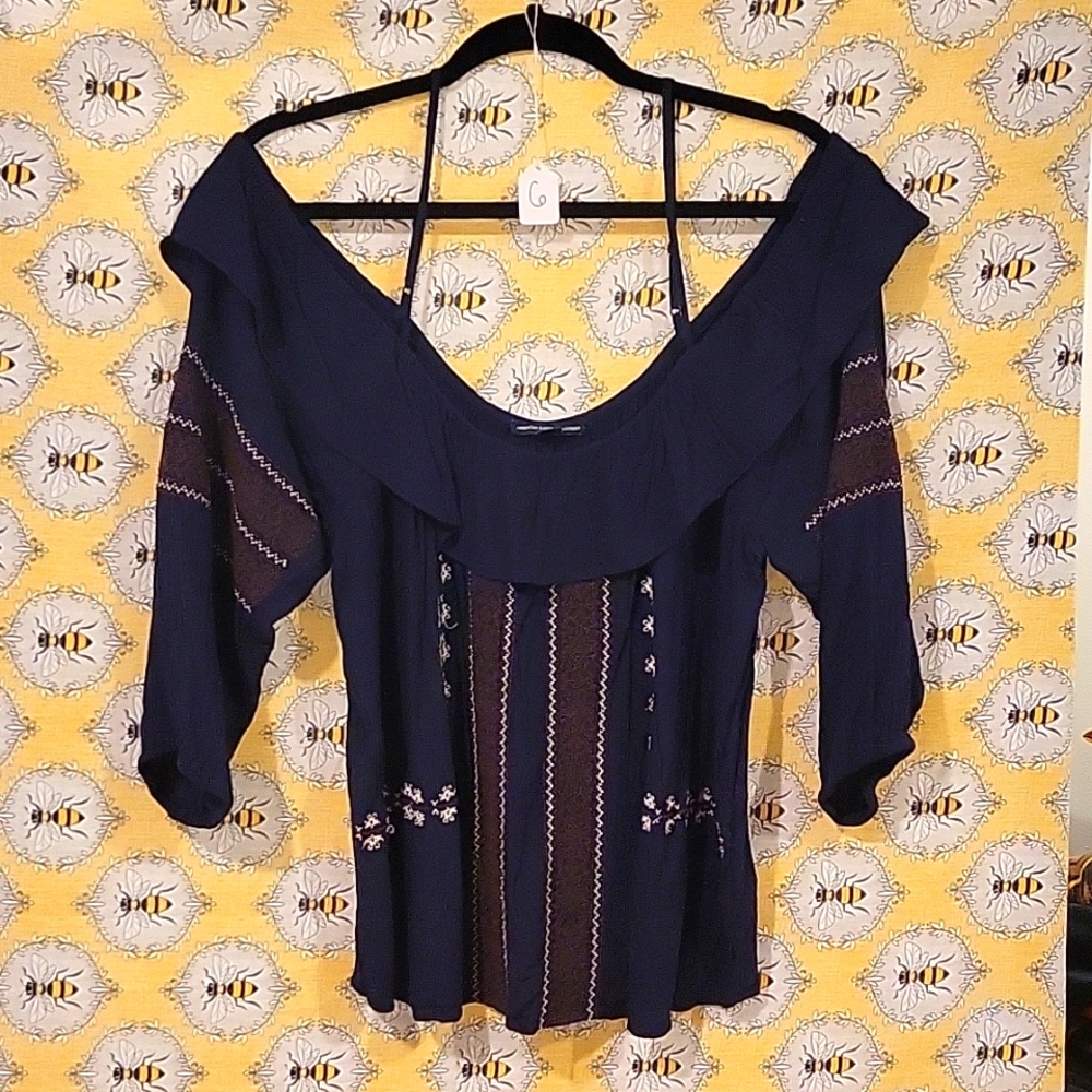 American Eagle Outfitters, XL, Navy, Cold Shoulder Fashion Top